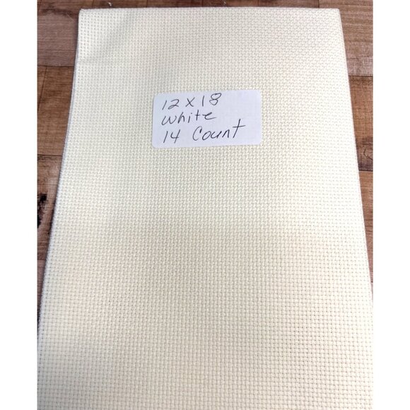 Handmade 12x18 Off White 14 Count Cross Stitch Aida Fabric Crafting Cloth - Picture 1 of 2